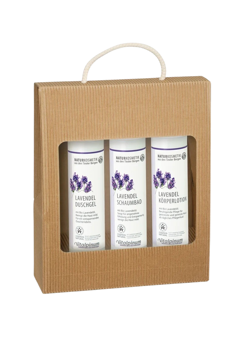 Unterweger Lavendel Geschenkbox – Naturkosmetik mit ätherischem Lavendelöl für entspannende Pflege & beruhigenden Duft