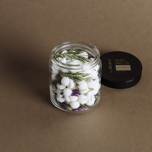 Munio Wacholder und Limonium Soja-Wachsschmelze im Teelichtglas 60ml