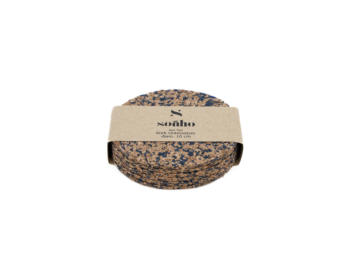 soñho Falésia Kork Untersetzer 6er Set, ⌀ 10 cm