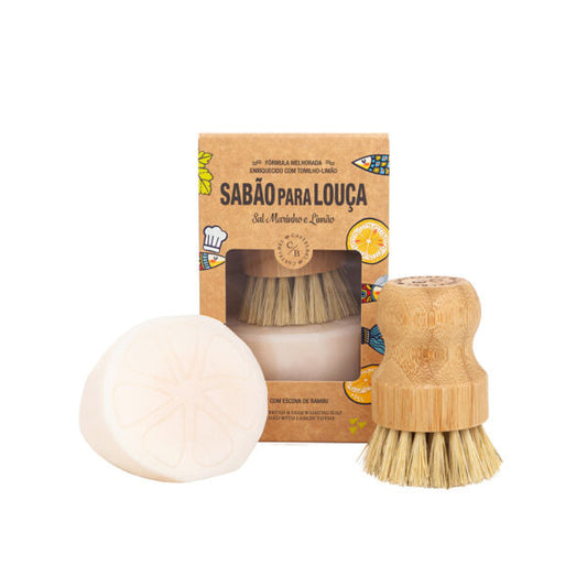 Castelbel Sardinha Set aus fester Spülseife und Bambusbürste