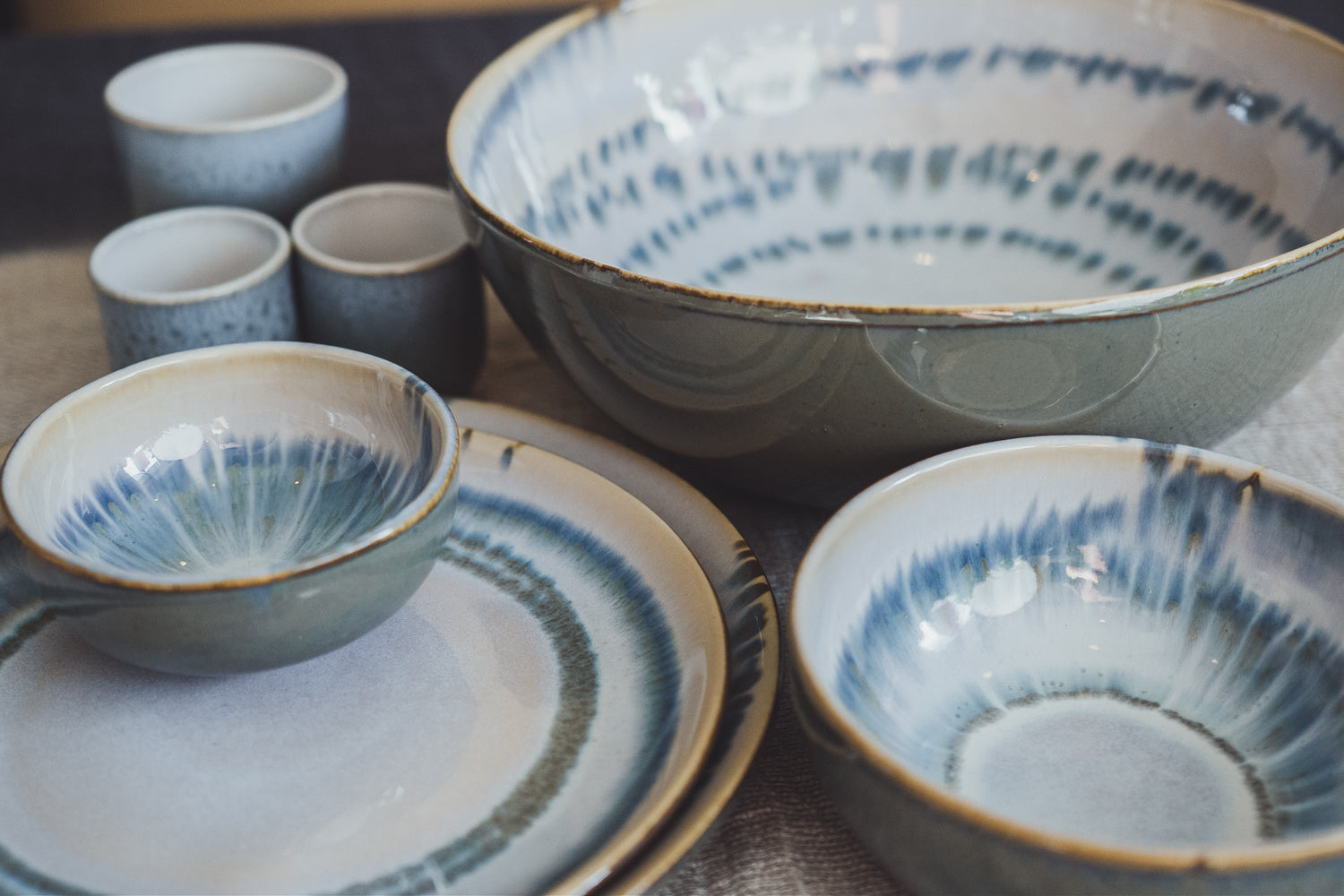 soñho Coral Azul Salatschale gross blauweiss reaktiv