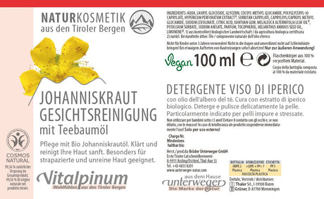 Gesichtsreinigung Unterweger – mit Teebaumöl & Johanniskraut