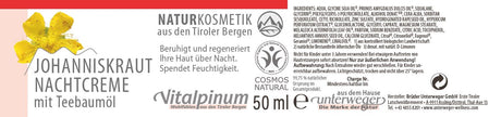 Unterweger Nachtpflege 50ml – regenerierende Gesichtspflege mit Teebaumöl & Bio-Johanniskraut – Naturkosmetik für die Nacht