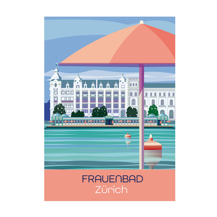 s.wert Postkarte Zürich Frauenbadi