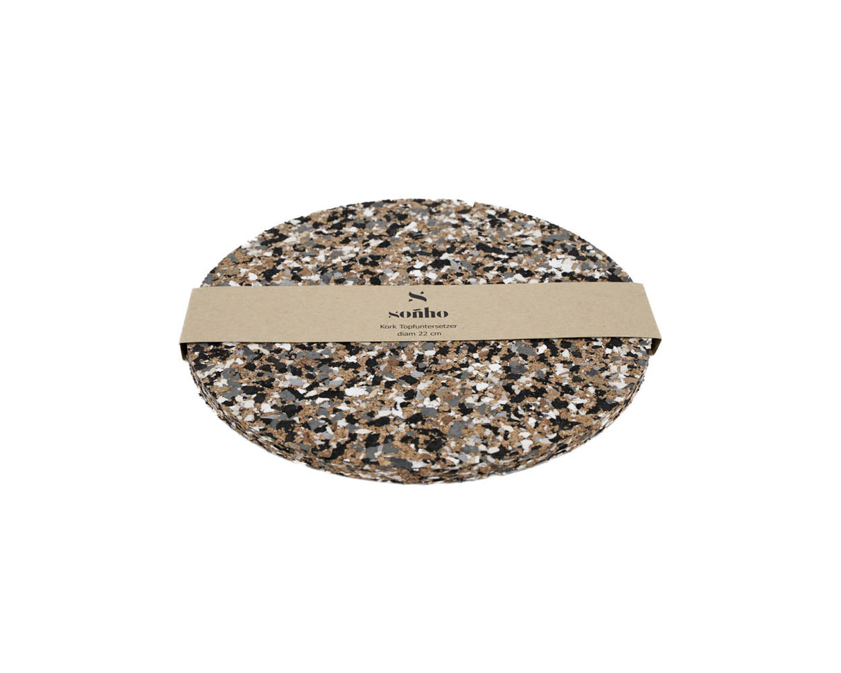 soñho Oceano Kork Topfuntersetzer Ø 22 cm schwarzgrau